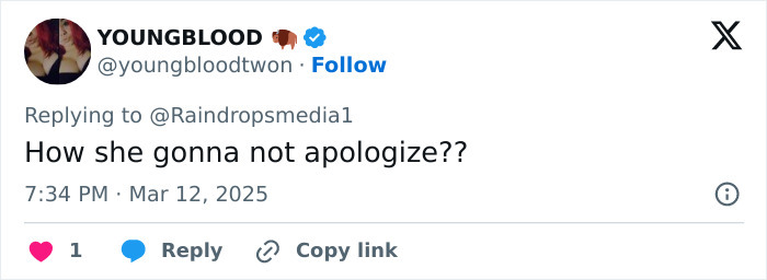 Tweet questioning apology over viral baton incident involving star facing assault charge.