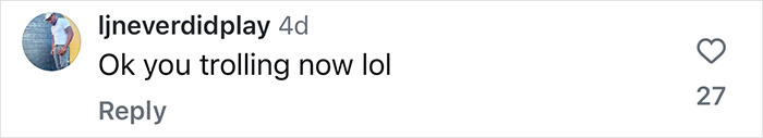 Comment on social media about plus-size influencer's McLaren seat size demand, displaying amusement.