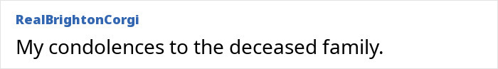 Condolences message in online comment mentioning a deceased passenger on a flight.
