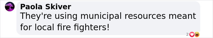 Paola Skiver comments on municipal resources used by private firefighters.