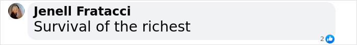 Text comment stating "Survival of the richest," related to hiring private firefighters for wildfire protection.