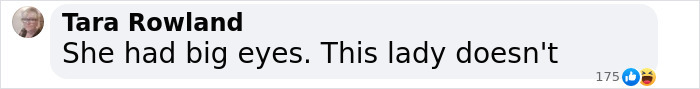 Comment discussing a woman in relation to Madeleine McCann with emphasis on eye size.