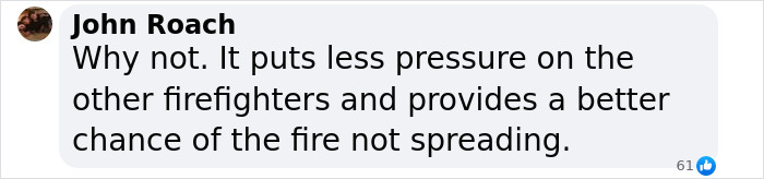 Text message from John Roach discussing hiring private firefighters to protect homes from wildfires.