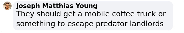 Comment suggesting NYC cafe get a mobile truck to avoid landlords.