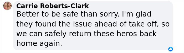 Comment by Carrie Roberts-Clark about the delayed SpaceX rescue mission for stranded astronauts.