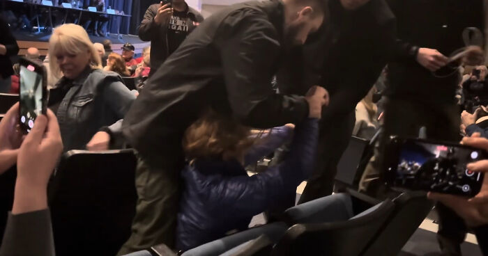 Six Charged After Woman Was Manhandled And Dragged From Republican Town Hall