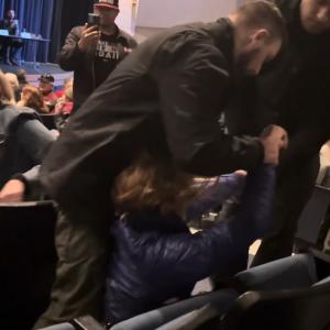 Six Charged After Woman Was Manhandled And Dragged From Republican Town Hall