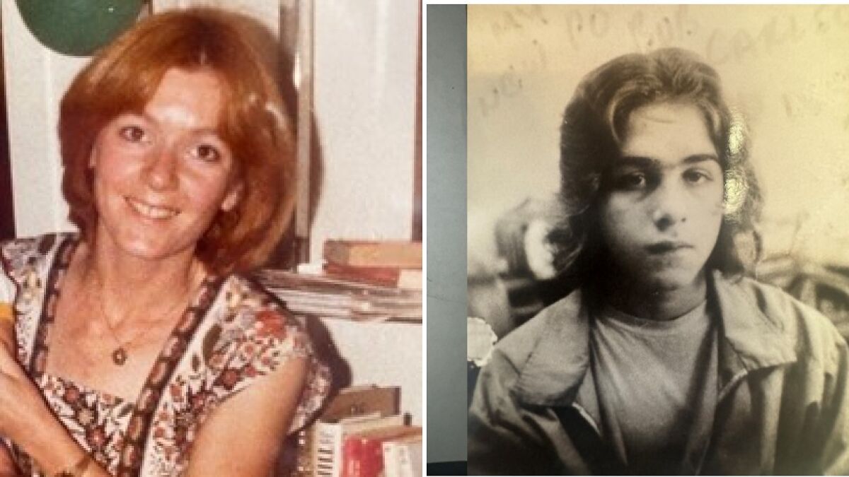 Photo collage showing a school teacher and a teen identified as the killer in a decades-old cold case.